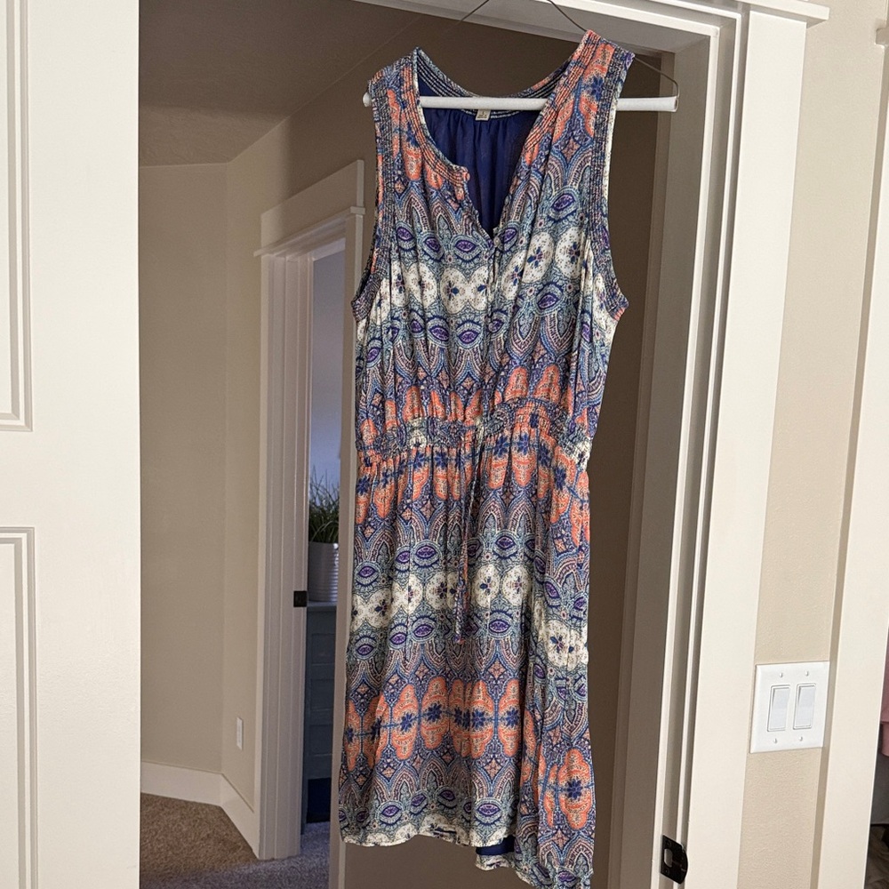 Lucky Brand Sleeveless Midi Dress - Blue and Orange